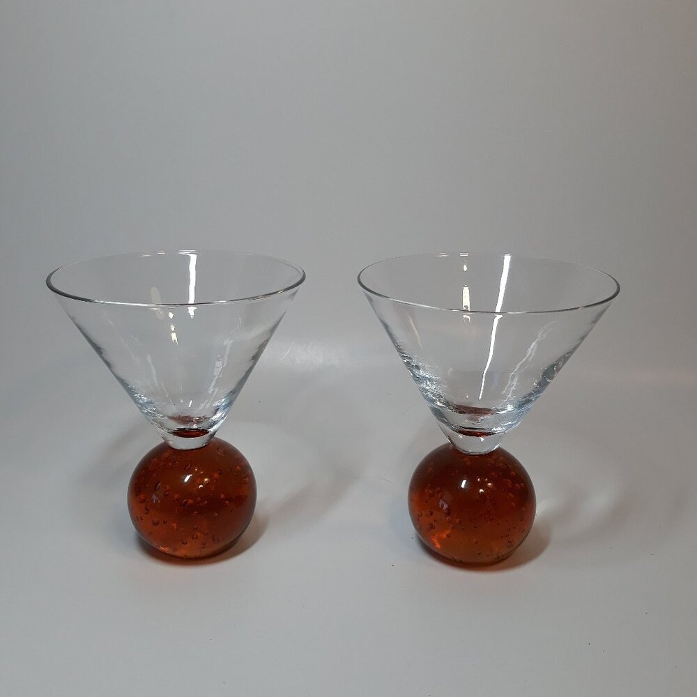 Vintage MCM Bullicante Orange Ball Martini Glass Signed E Cointreau, Controlled